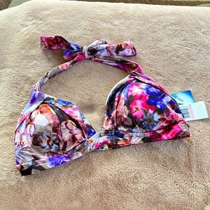 Badgley Mischka floral swim halter top